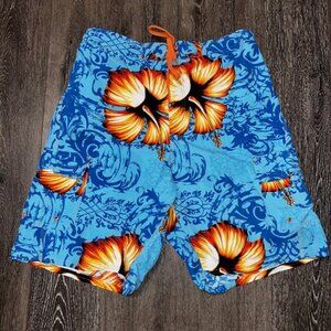 Ocean Pacific Board Shorts Mens Size Large 34 Floral Blue Orange Swim Trunks